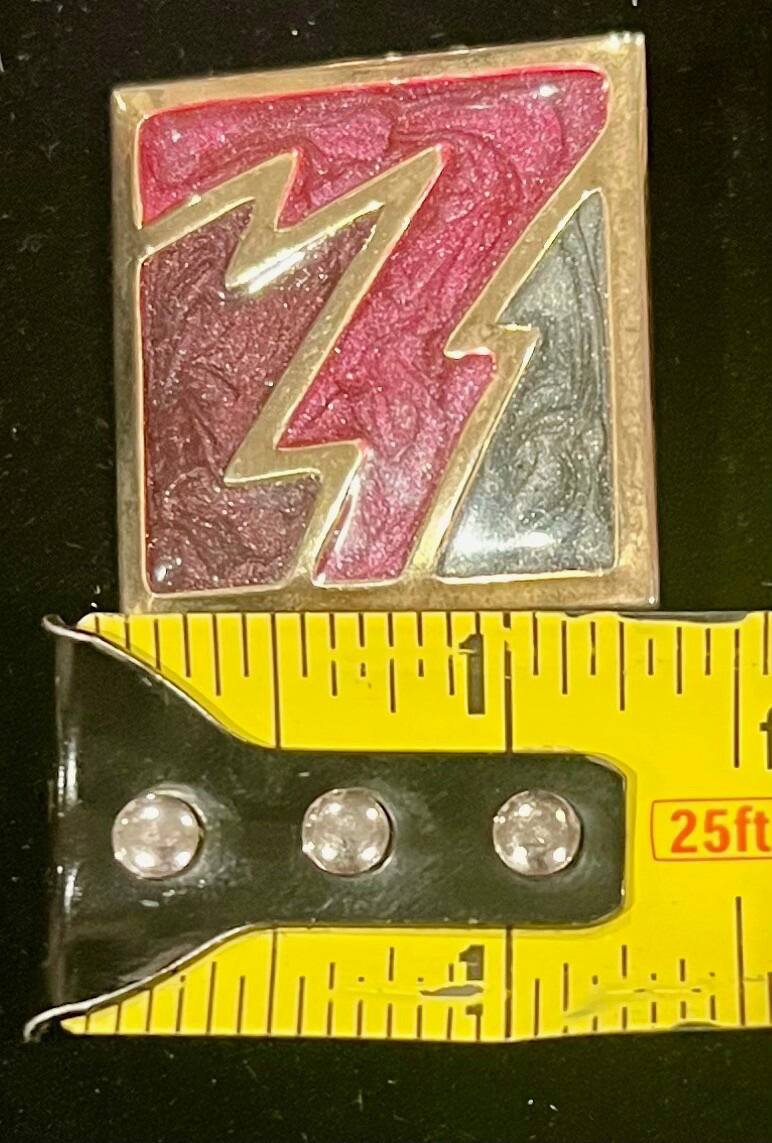 80s Style Vtg Tri-Colored Gold Tone Lightning Bolt Square Shape Clip-On Earrings