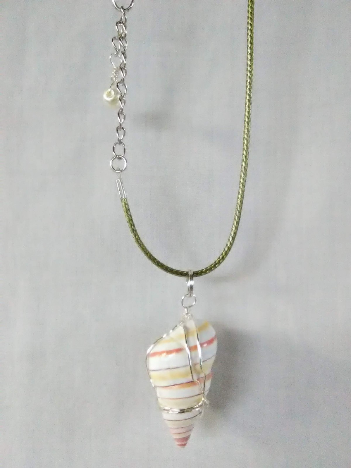 Candy Cane Shell Pendant Necklace 19″ Boho Women’s Jewelry US Seller Gift
