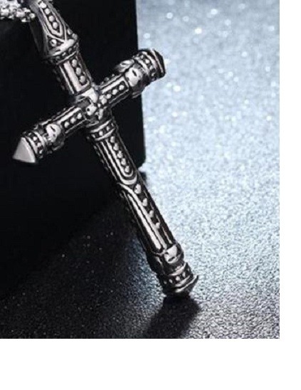 LARGE 3D CROSS CRUCIFIX pendant SILVER 22″ necklace chain men man FREE GIFT BOX