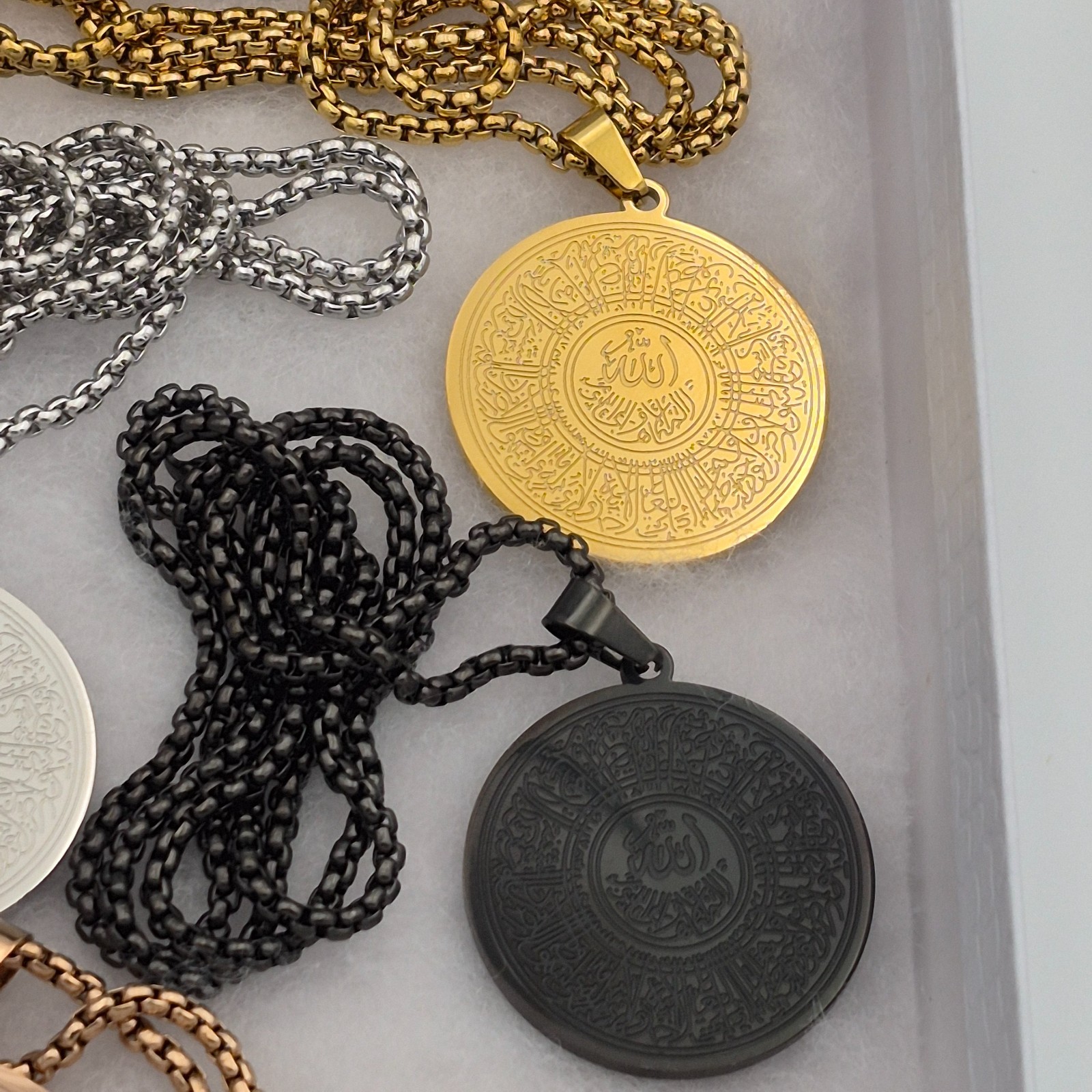Ayatul Kursi Circle Pendant Necklace 316 Stainless Steel Islamic Jewelry-4 Color
