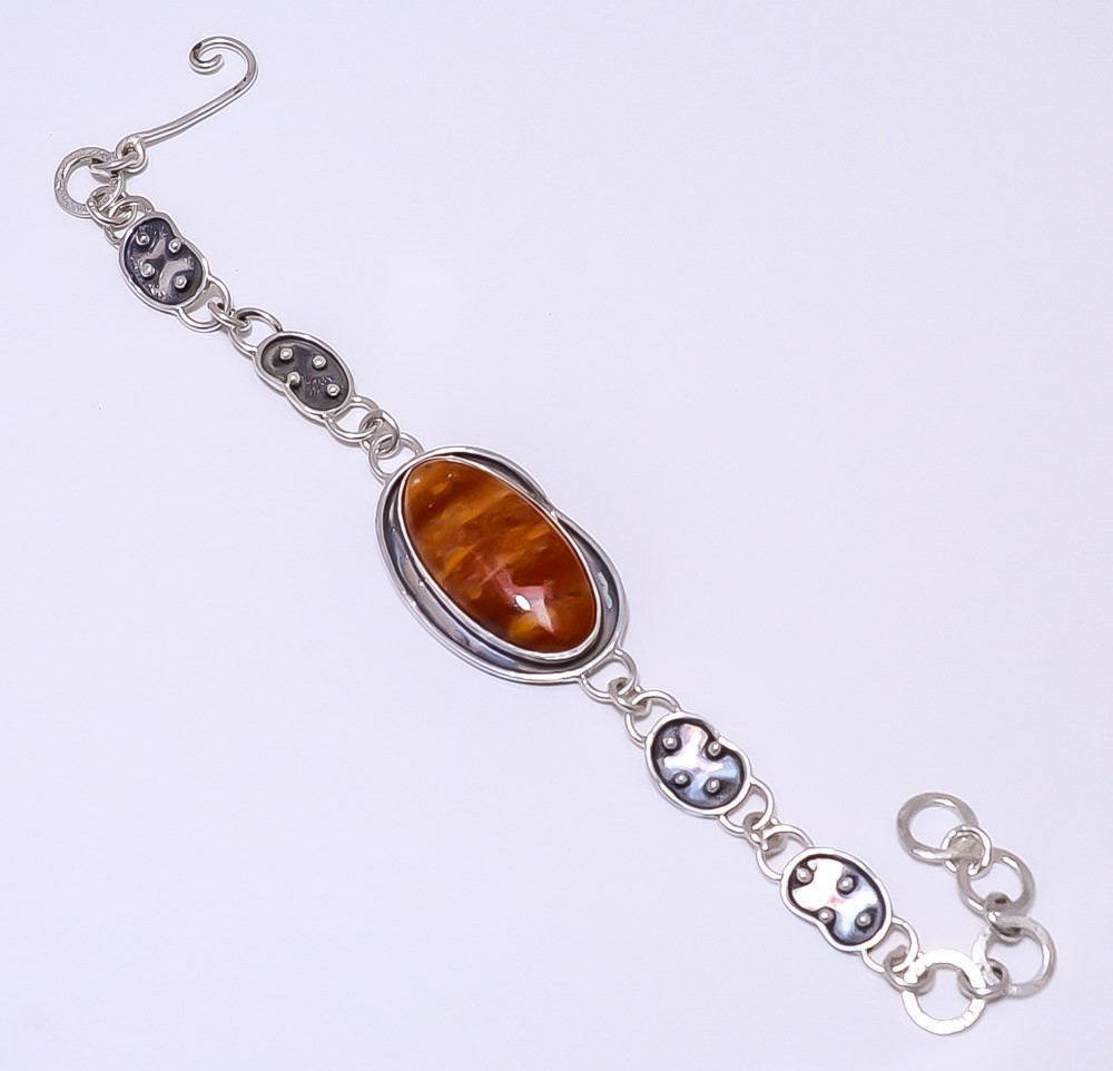 Red And Yellow Jasper 925 Sterling Silver Bracelet 7.99″ B2067210 Christmas Gift