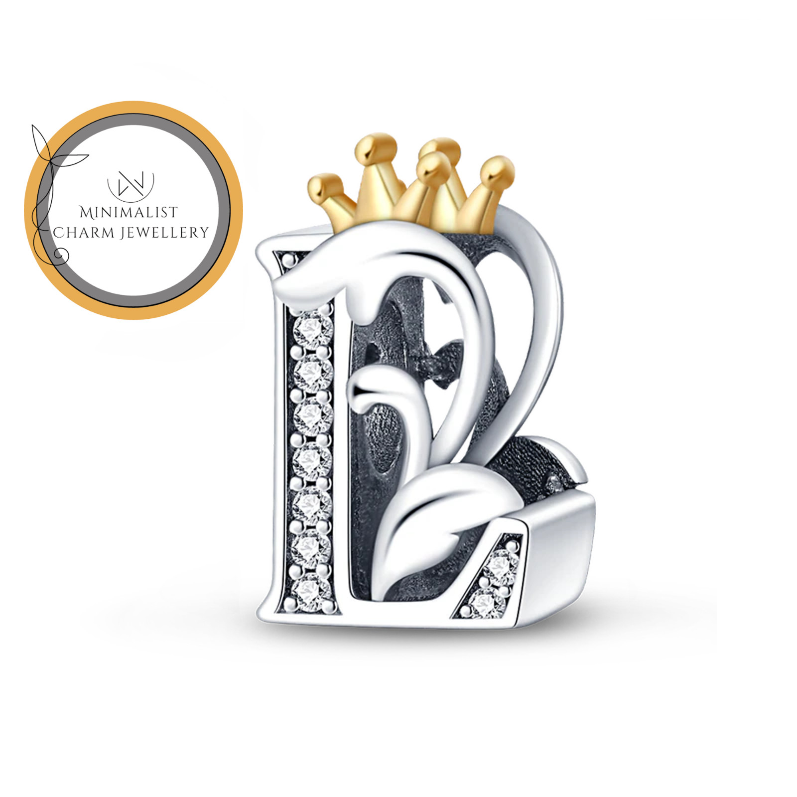 Crown L Letter Charm For Bracelet, L Letter Charm, Crown Letters Charm