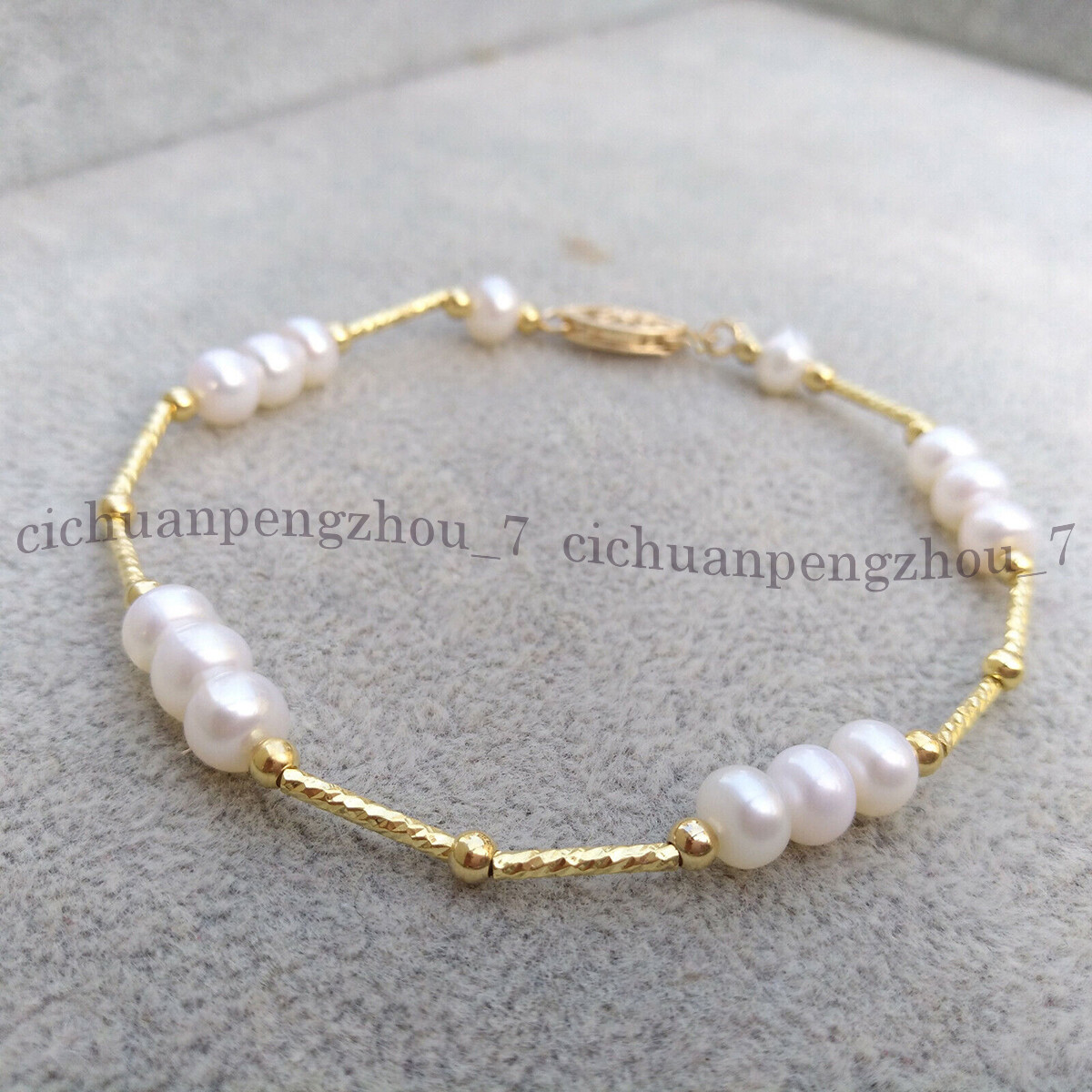 Natural White Rondelle Freshwater Pearl Bangle Bracelet 7.5-8 inch 7-10mm