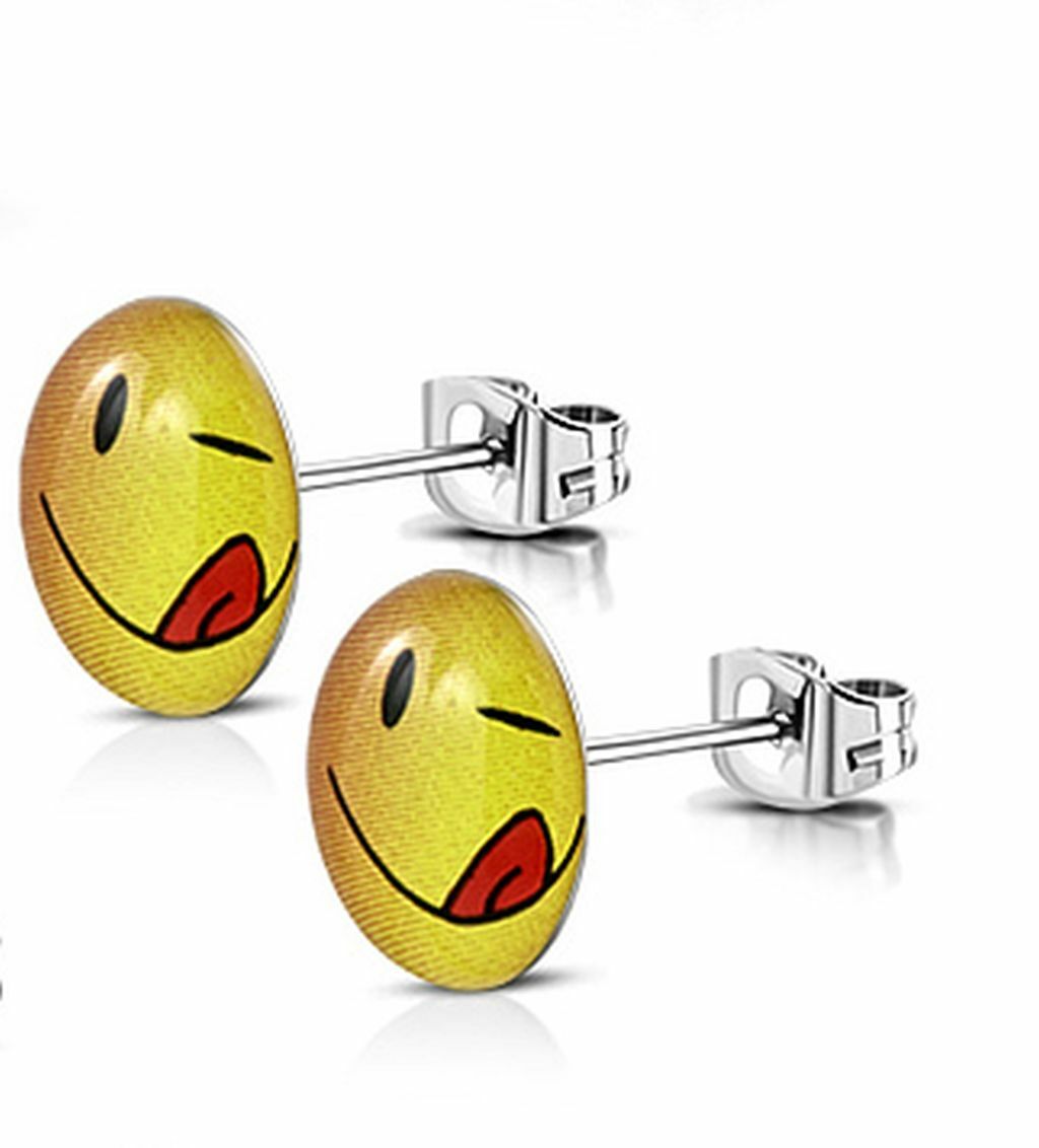 9mm Stainless Steel with Acrylic Delicious Food Emoticon Emoji Stud Earrings