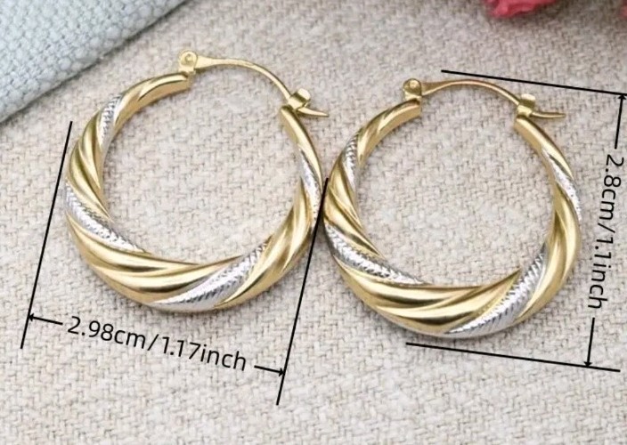 Gold Silver Creole Hoop Earrings 2.9cm 2 Tone Earrings comes gift boxed B38