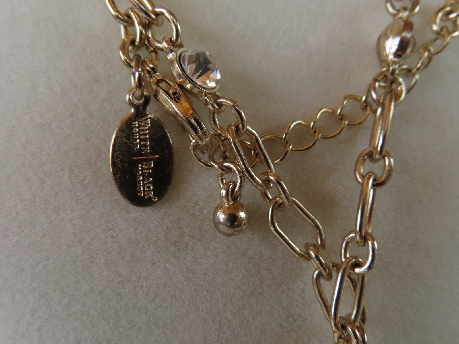 White House Black Market Silver And Gold Tone Rhinestone Pendant Necklace