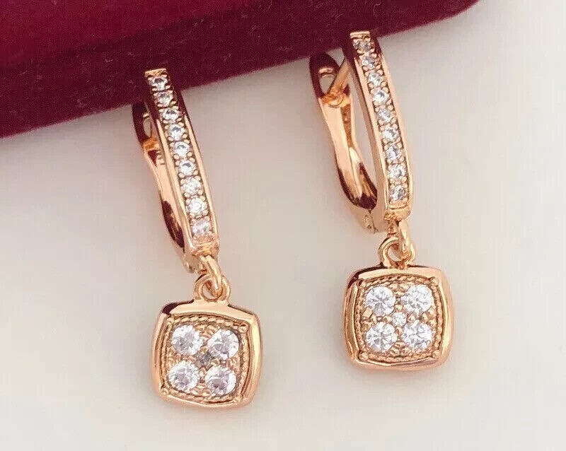 Round Cut Simulated Diamond Stunning Drop Dangle Earring In 14k Rose Gold Plated