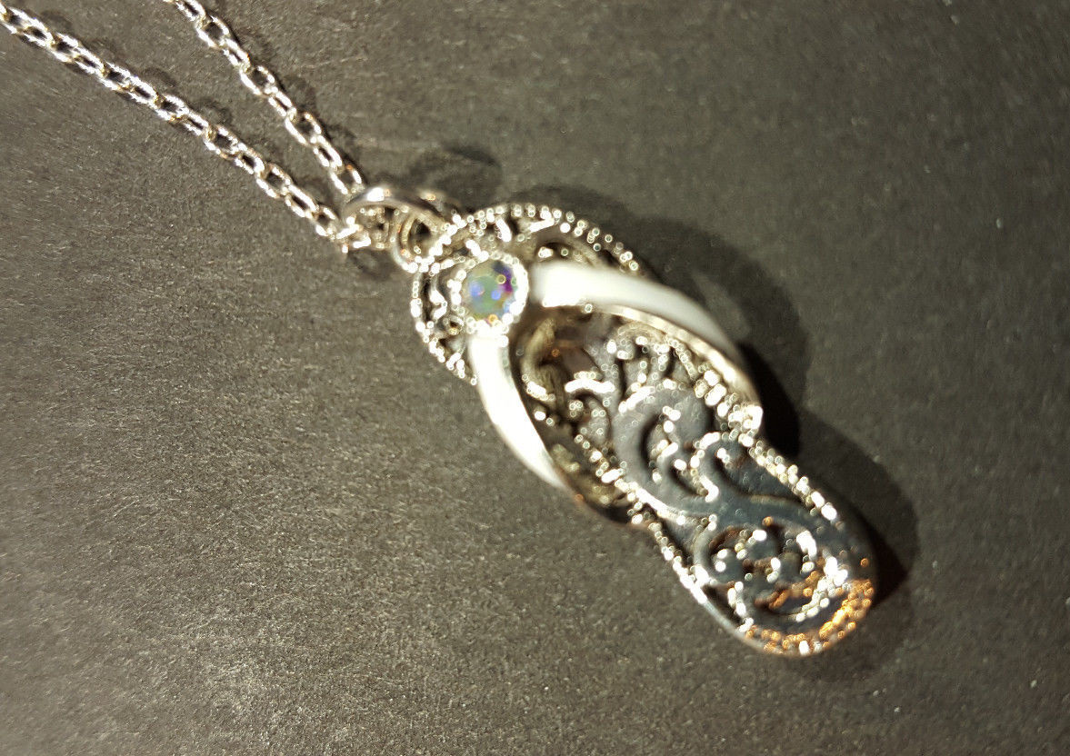 Flip Flop Necklace & Earrings Set Silver Color Rhinestone Bling Beach Sandal