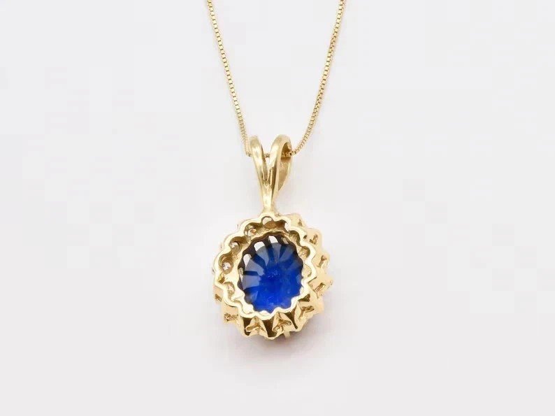 2.32 Ct Oval Cut Blue sapphire Pendant Wedding Pendant 14k Solid Yellow Gold