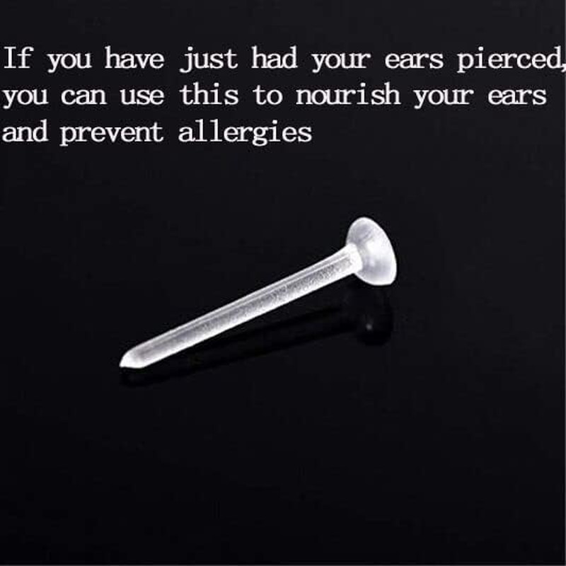 Clear Earrings for Sports/Work,3mm Plastic Earrings for Sensitive Ears,Invisible