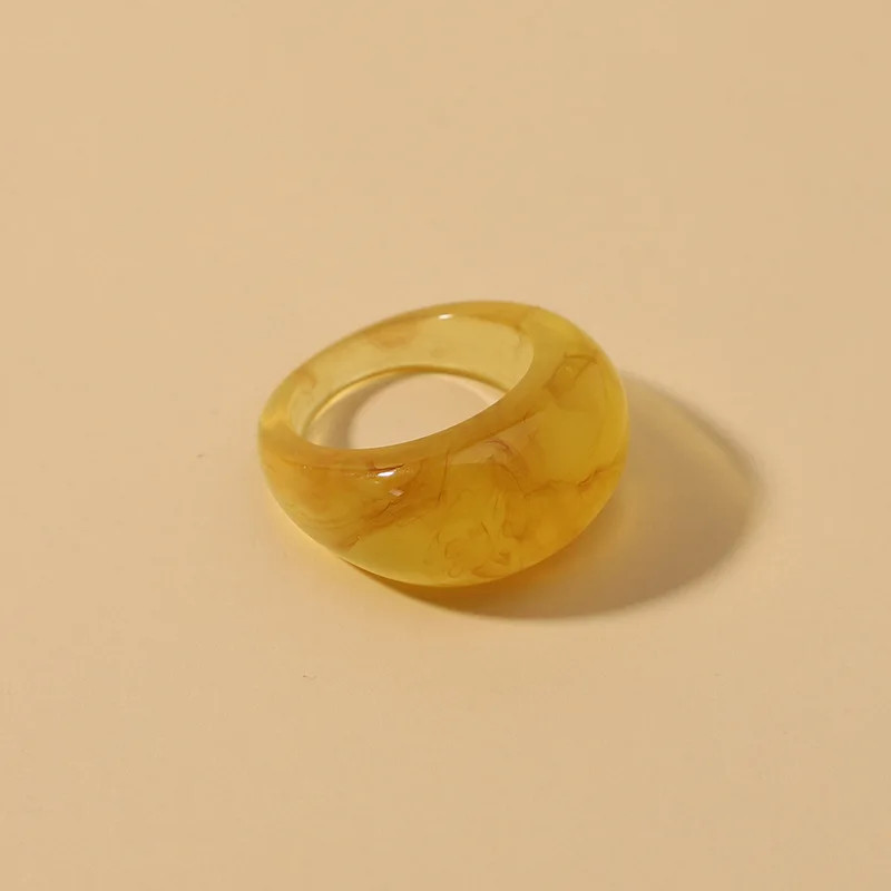 Transparent Acrylic Geometric Ring Round Resin Band Lightweight Jewelry