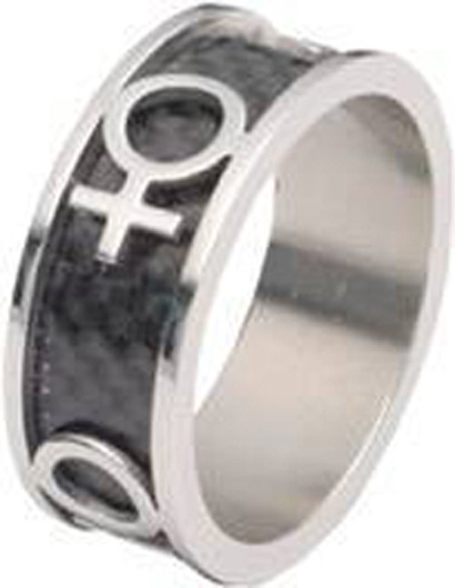 Pride Shack – Venus Female Black Carbon Fiber Ring – Womens Ladies Lesbian Pride