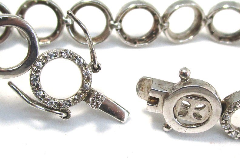 LGA 925 Sterling Silver and CZ Bracelet 18.2 grams 7 1/4” 3/8” wide lot 47b8
