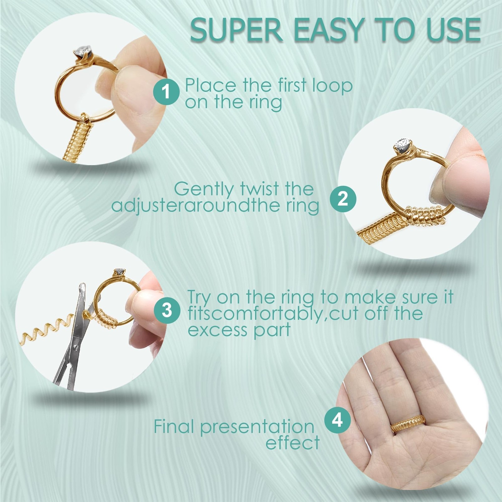 Ring Size Adjuster 6 Sizes Tightener Resizer Width 1-8 MM Size By 0.5-1.5 Gold