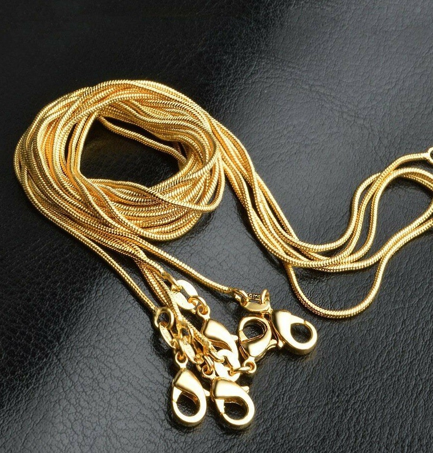 Men &Women’s 18K Yellow Gold Filled 26inch 1.6mm wide Round Snake Chain Necklace