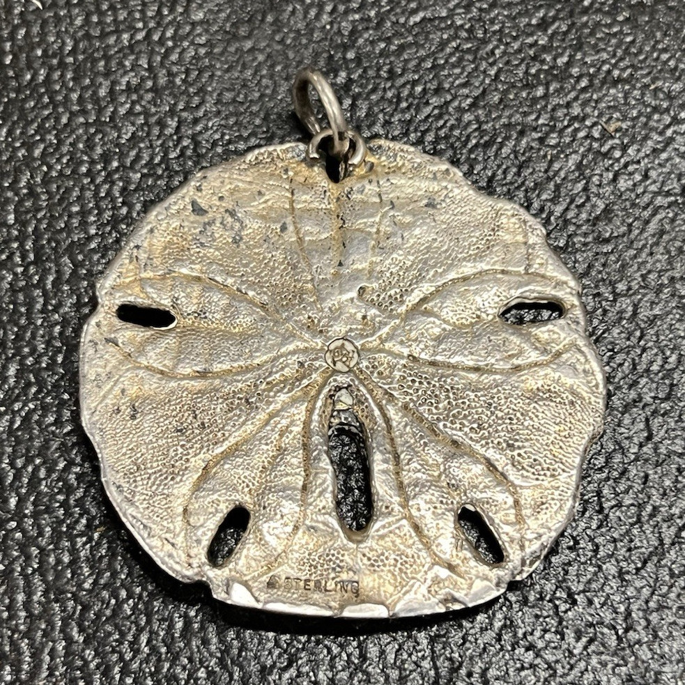 SterlingSilver 925 Sand Dollar Pendant Beach Nautical Signed 17 grams 1.75 inch’