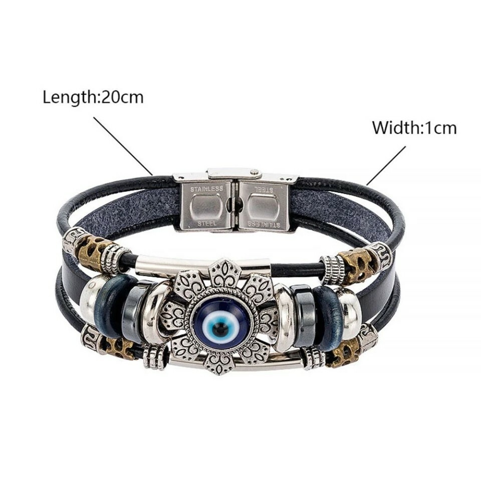 New Lucky Eye Turkish Evil Eye Bracelets Men Women Punk Style Flower Handmade