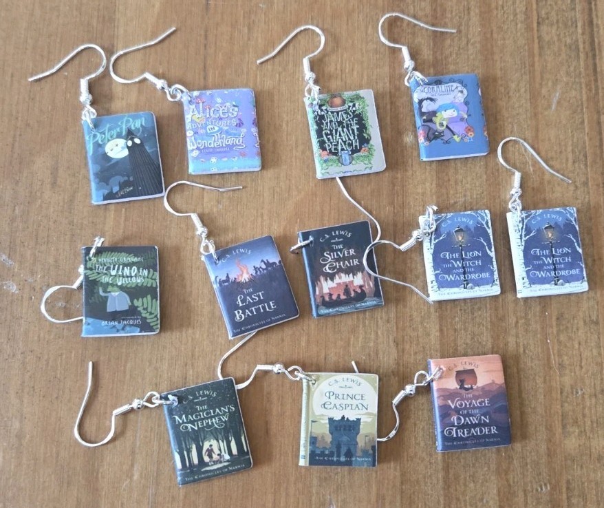 Individual Mini Book Earrings Handmade – Classics and Children’s Literature