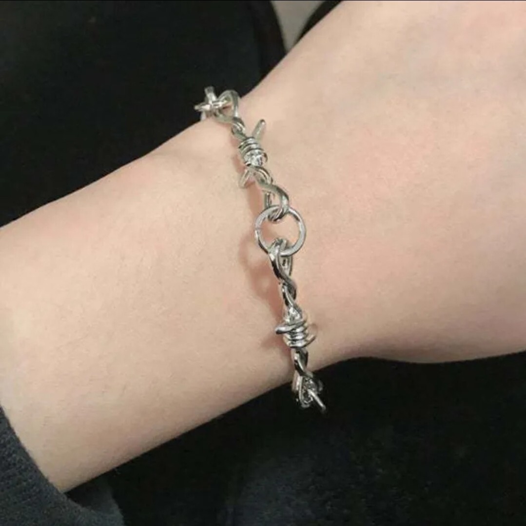 Steel Barbed Wired Silver Bracelet 97-3