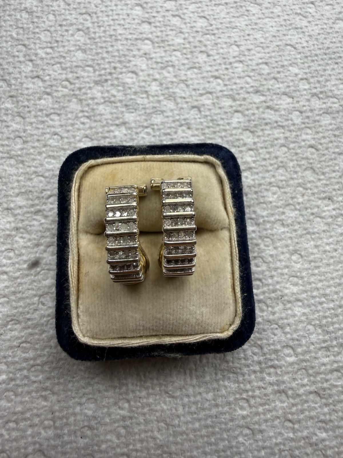 Gold Vermeil/925 Sterling Silver Iced Out Earrings 5.8 Grams CZ Stones