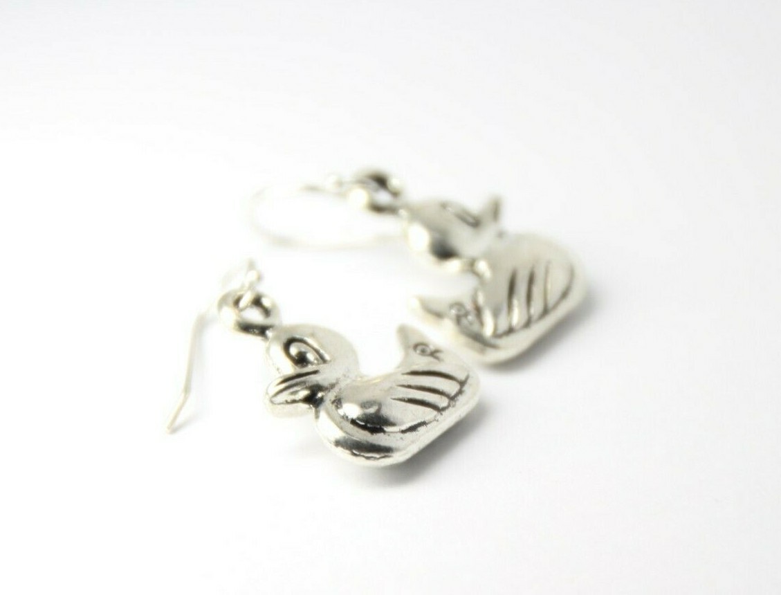 Rubber Ducky Charm Earrings Duck Animal 925 sterling silver Hook Charms Charm