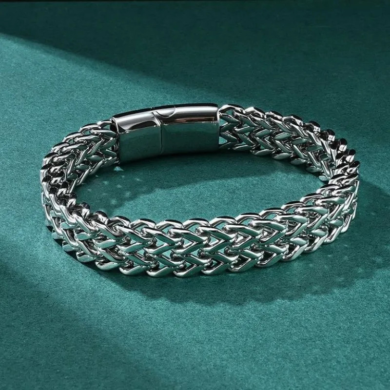 Bracelet for Men Jewelry 10MM Stainless Steel Hidden Locks Hand 19/21/23CM Size