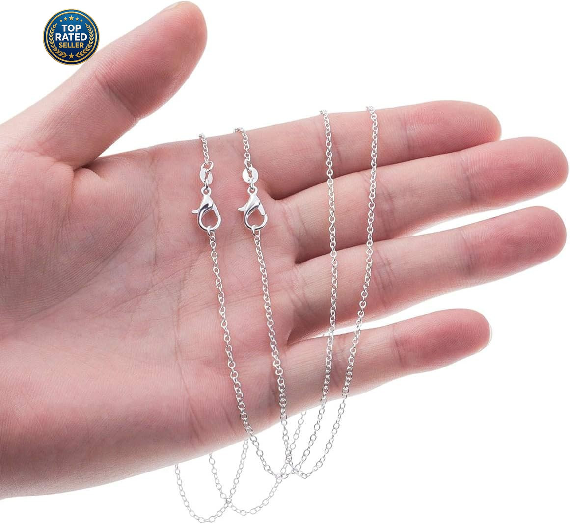 30 Pack Chain Necklace Bulk Jewelry Making Chains Silver Plated