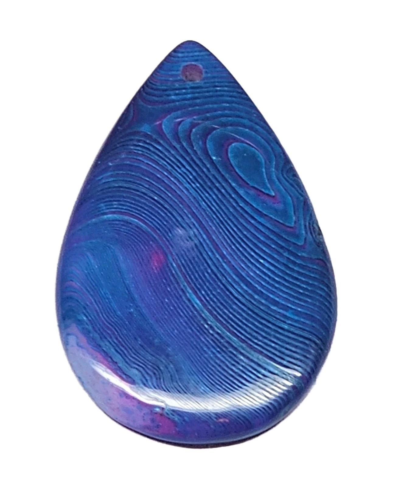 Blue Purple Banded Teardrop Pendant 1.5″ – Geometric Layered Statement Cabochon