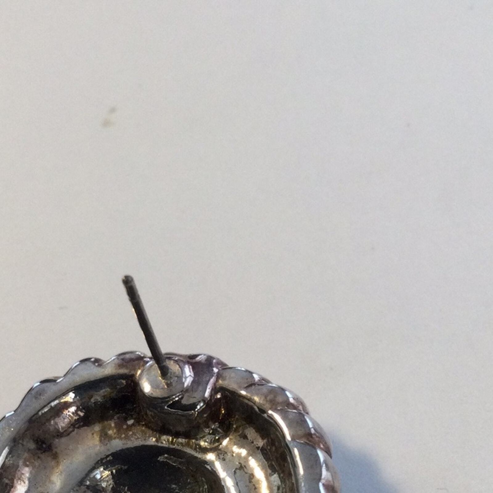 Vintage Silver Tone Double Rope Band Friction Back Earrings
