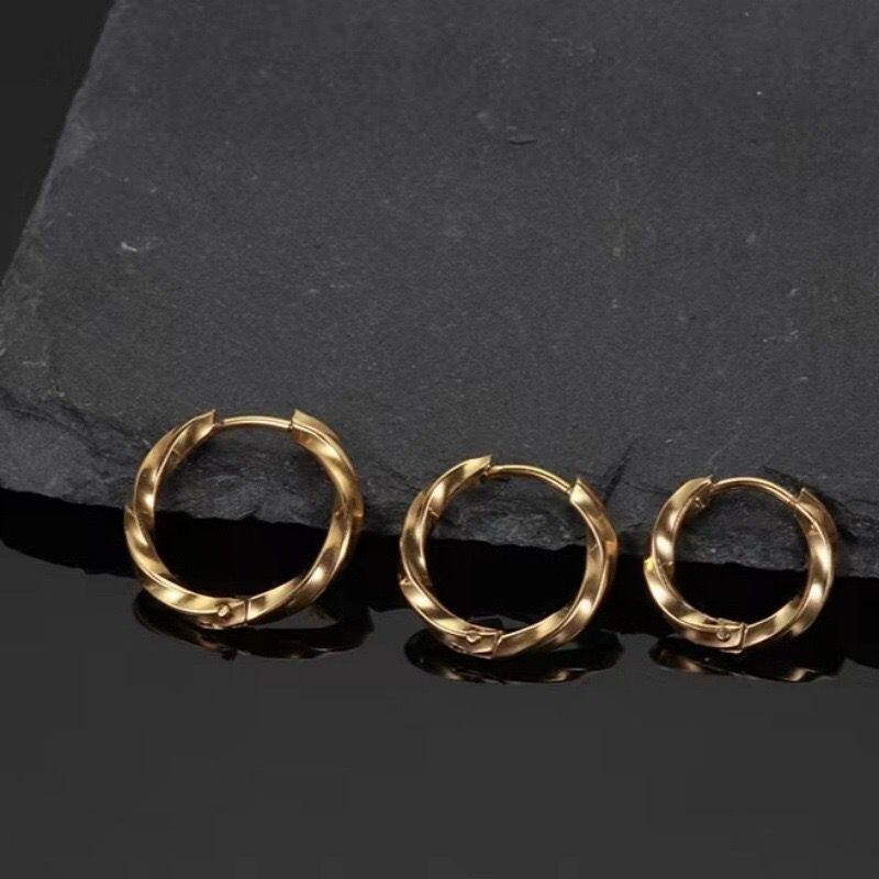 8-20mm Woman 14K Gold Plated Twisted Round Huggie Hoop Earring