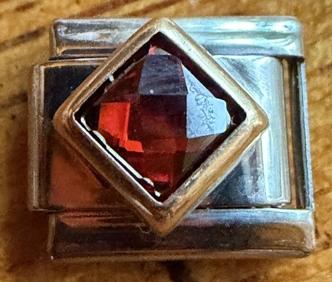 Vintage January GARNET colored BIRTHSTONE Charm Original ITALIA CLASSICS fit 9MM