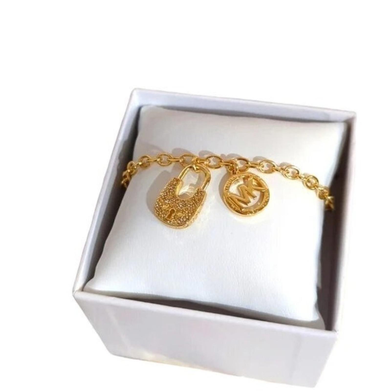 NWT Michael Kors Gold Tone Chain Bracelet Crystal Accents MKJX8014710