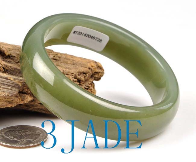 61mm Natural Hetian Nephrite Jade Bangle Bracelet w/ Certificate