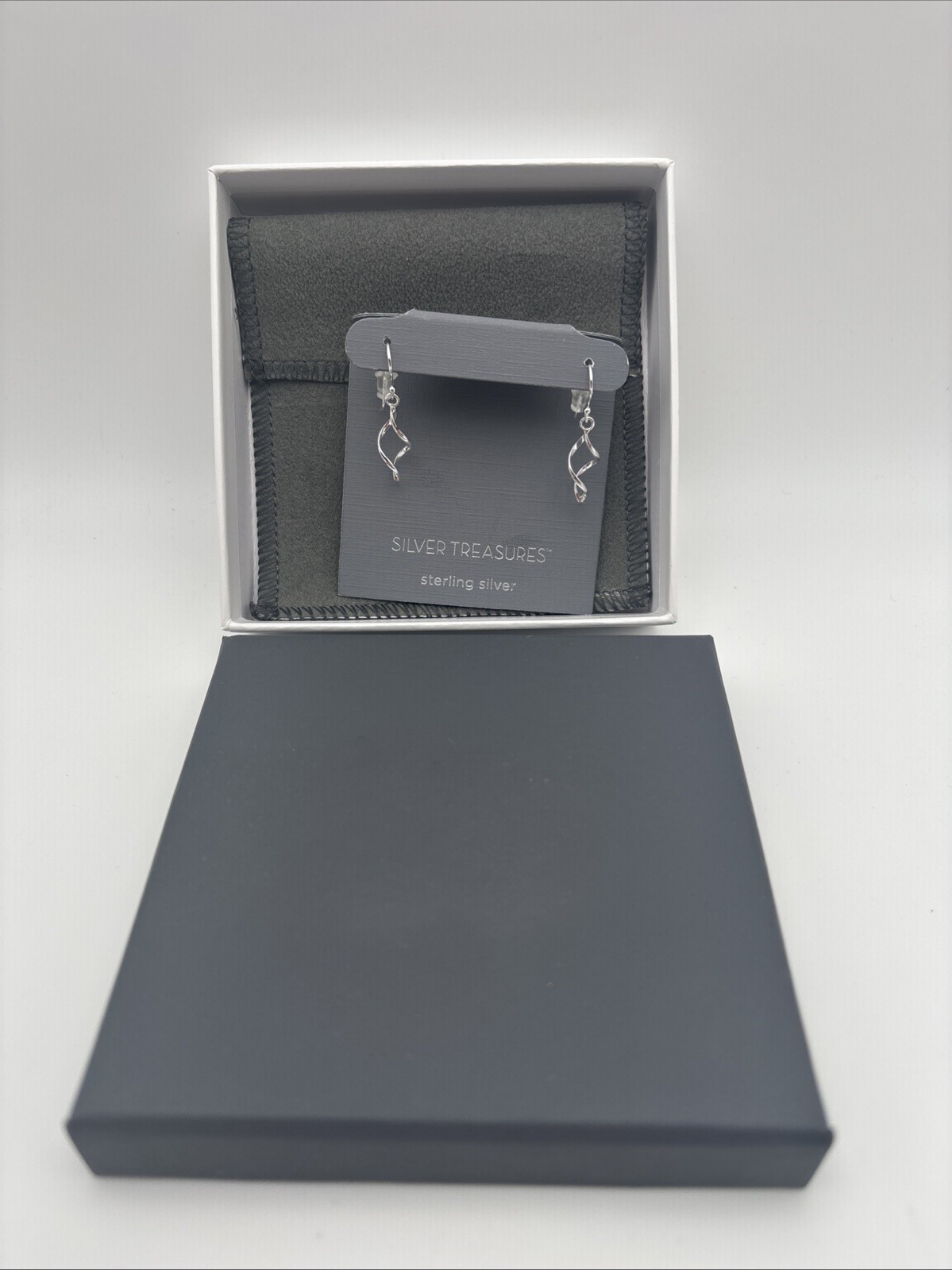 Sterling Silver Dangle Earrings “Silver Treasures” New In Box w/ Storage Bag