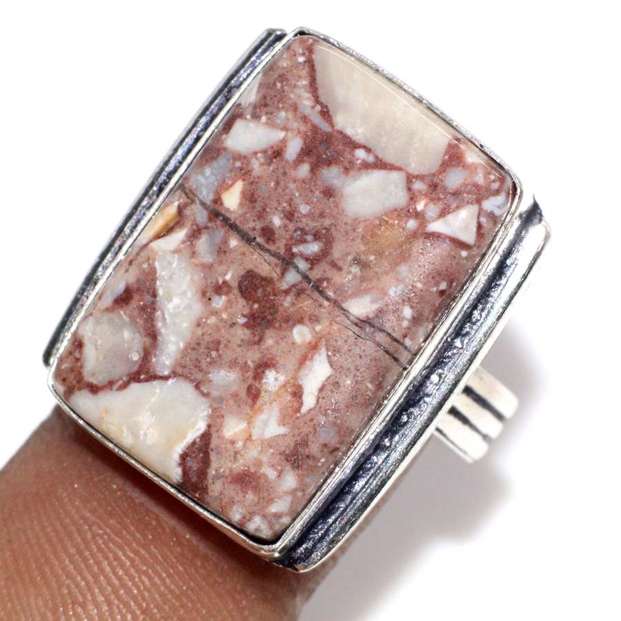 925 Silver Plated Decent Marble Jasper Ring Gemstone Handmade US 10 GW
