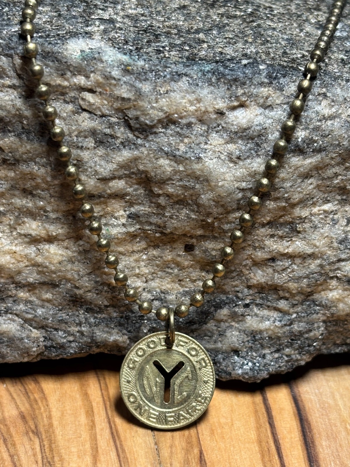 Vintage NYC 1953 New York City Subway transit token MTA pendant Necklace
