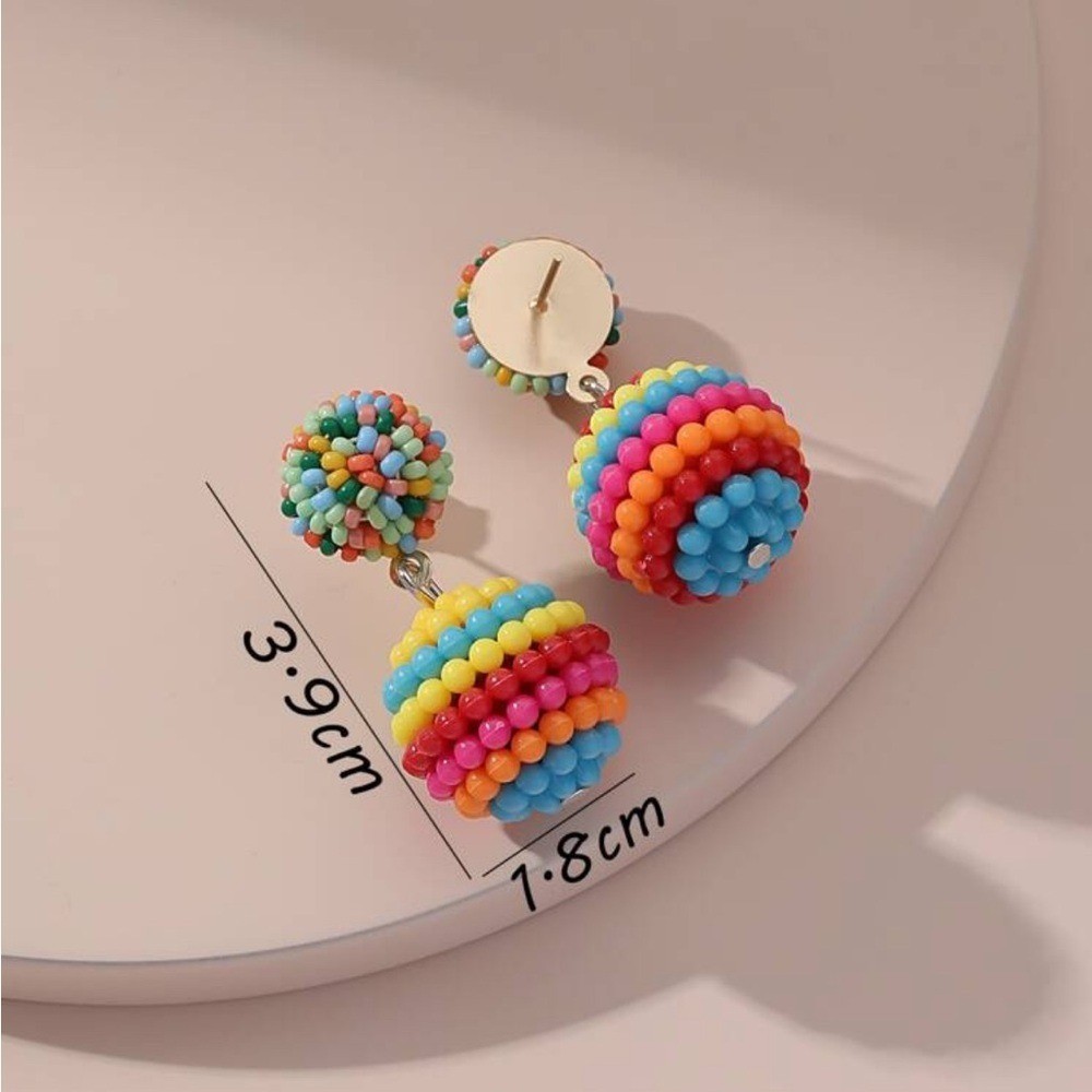 Colorful Beaded Drop Earrings – Rainbow Multicolor
