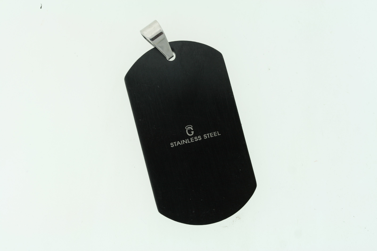 Black Ion Plated Stainless Steel Grid Pattern Dog Tag Pendant 1″ x 2″