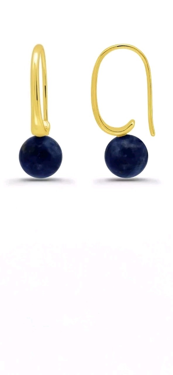 Blue Sodalite Gold Plated Drop Earrings