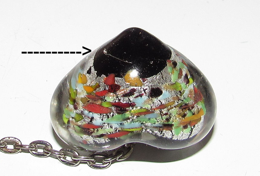 Murano Venetian Glass Foil Puffed Heart Pendant Charm Bracelet 7″ – 9″