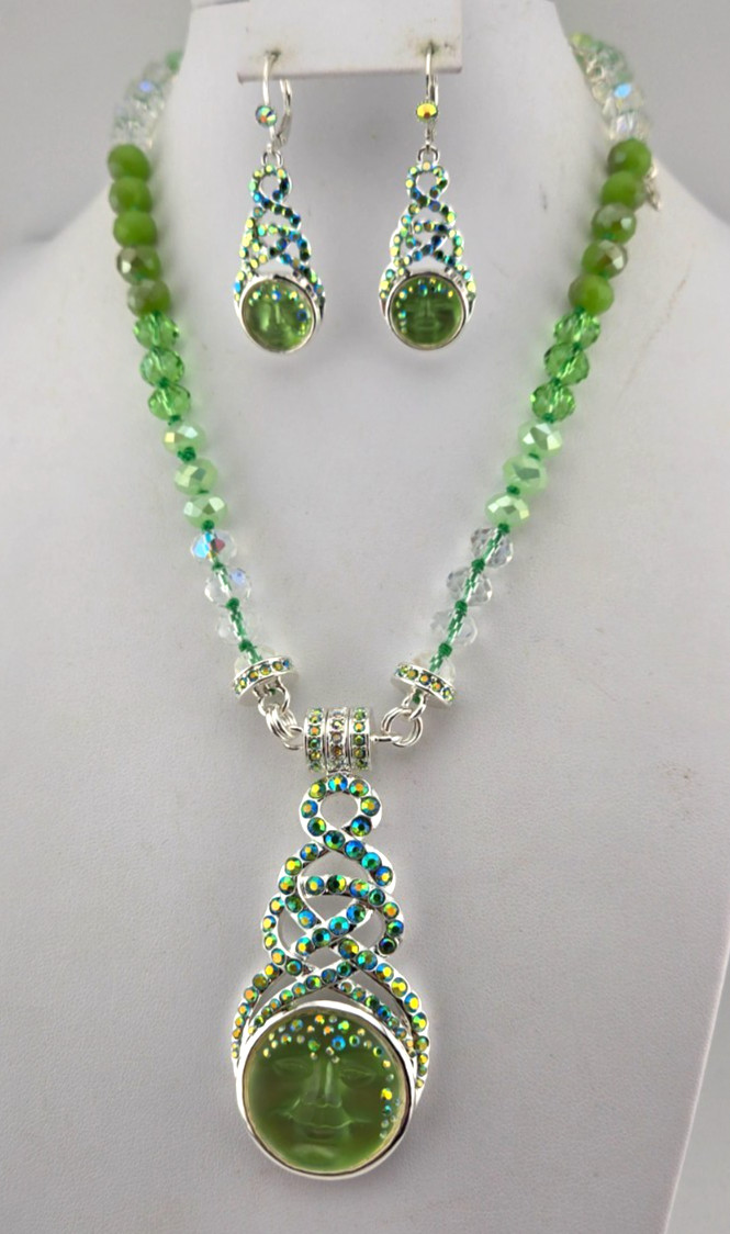 Kirks Folly CELTIC GODDESS ILLUSION ENHANCER EARRINGS & Ombre Necklace ST #117