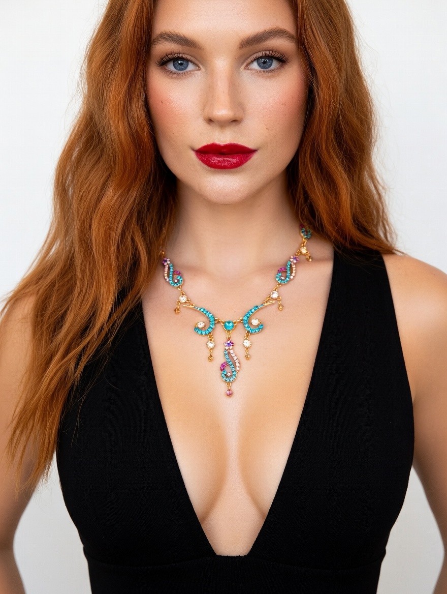 Colorful Choker Rhinestone Crystal Statement Necklace Pageant Prom Boho Gypsy