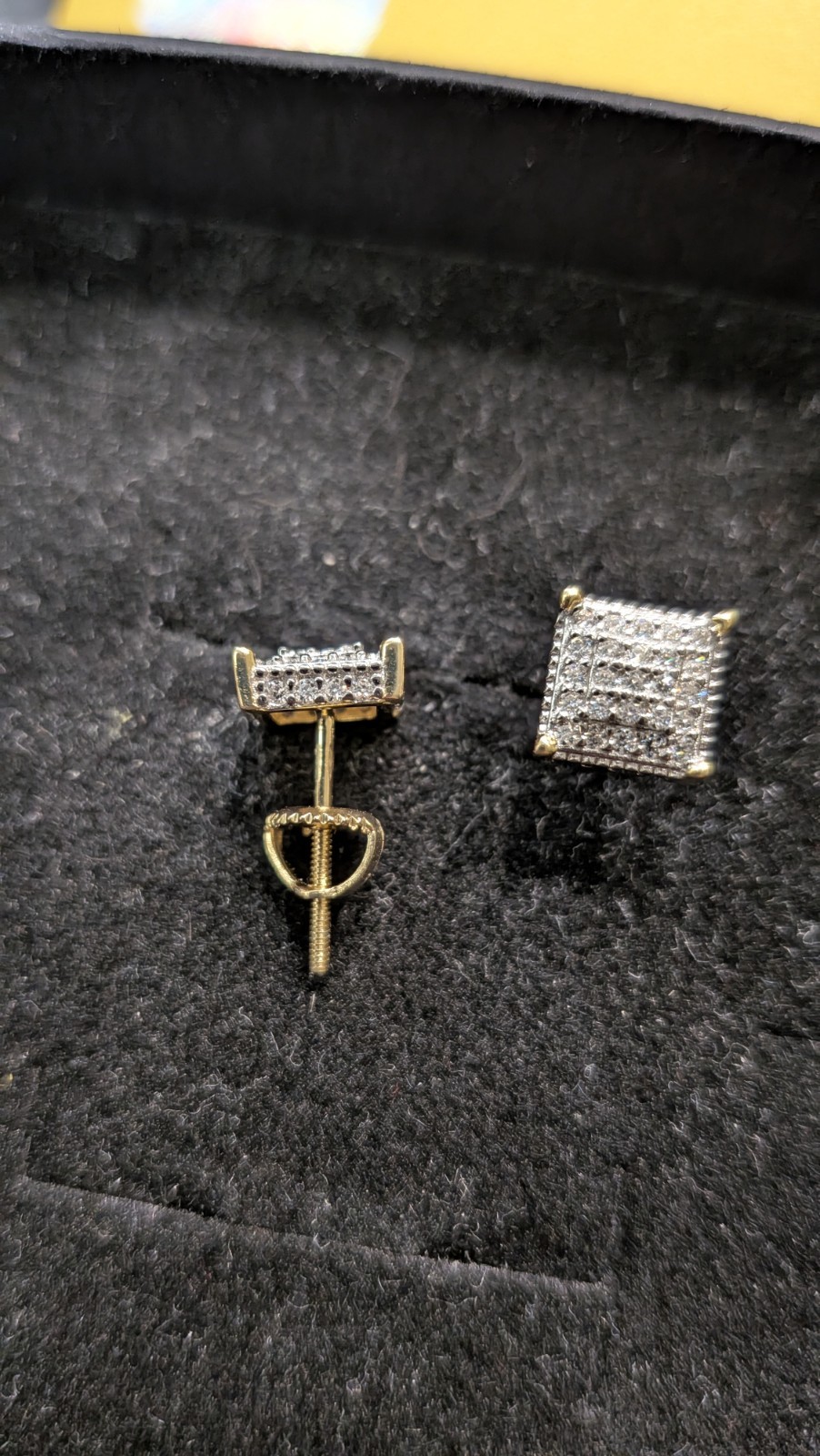 1ctw Square Cluster Moissanite Studs, 925 Sterling Silver Gold Plated Finish