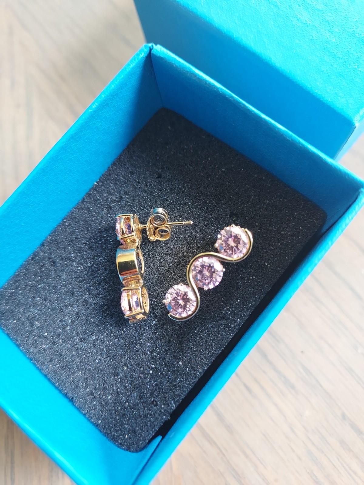 JTV pink 18k yellow Gold Over Sterling Earrings