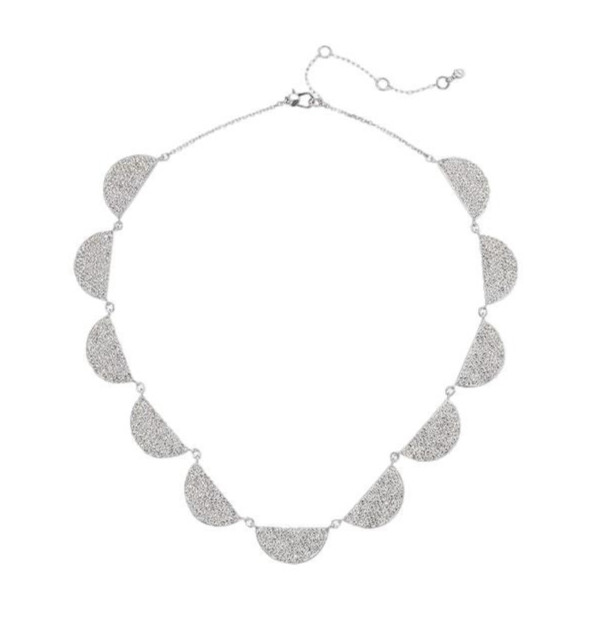 Kate Spade New York Mod Scallop Pave Necklace Silver RETAIL $168