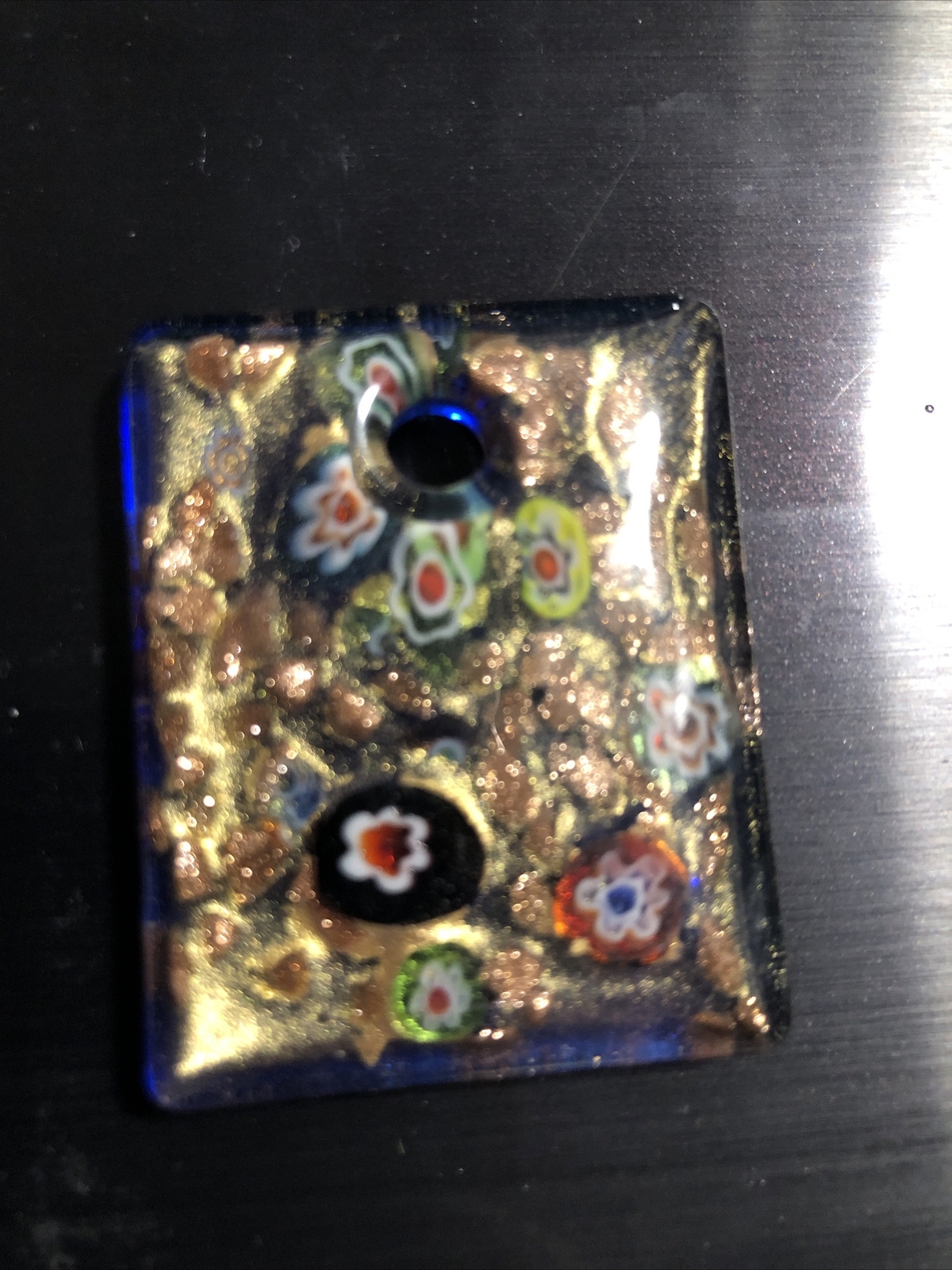Vintage Glass pendant Art Deco Murano ￼Style Art Glass Milifiroie 3.5 X4.2 Cm