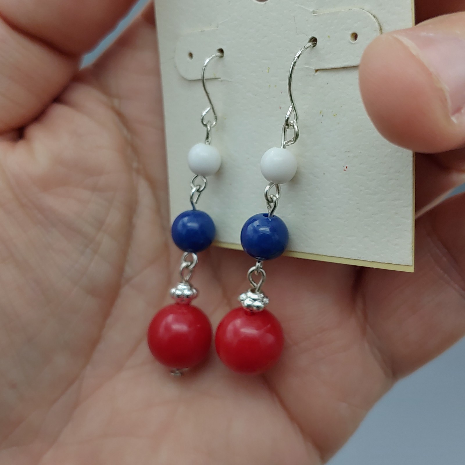 Croft & Barrow Dangle Earrings 4th Of July Red White Blue Beads Independence NWT