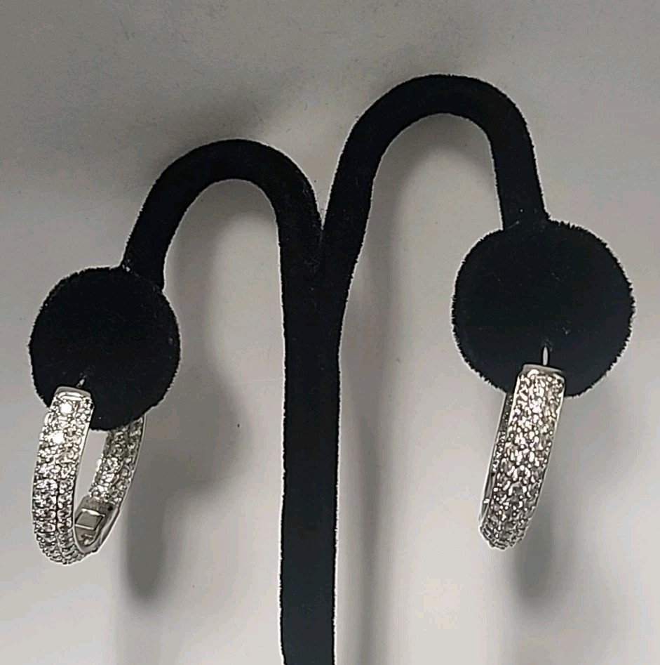 VIETNAM STERLING SILVER HOOP EARRINGS WITH CZ’S