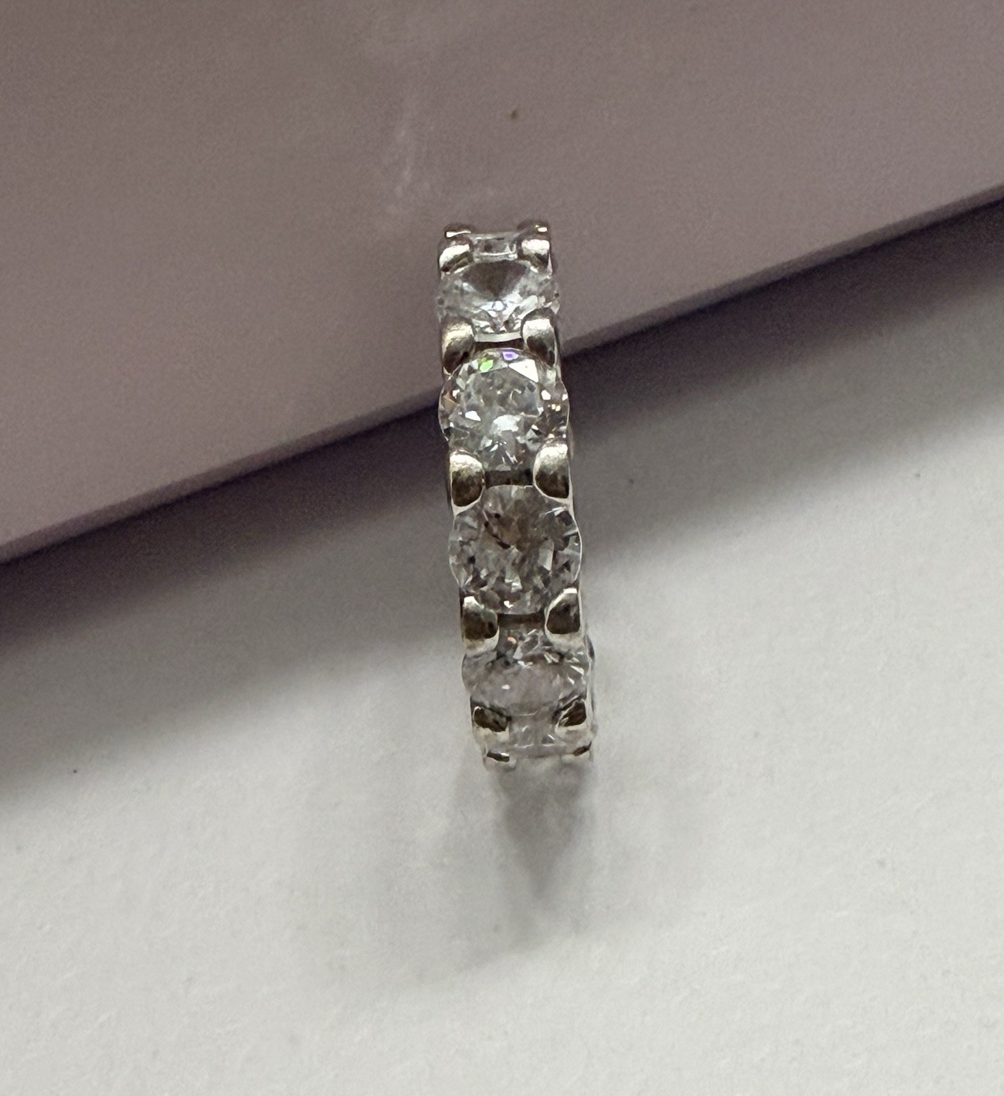 Eternity Band Suzy Levian 925 Sterling Silver Ring Round Cubic Zirconia Prong