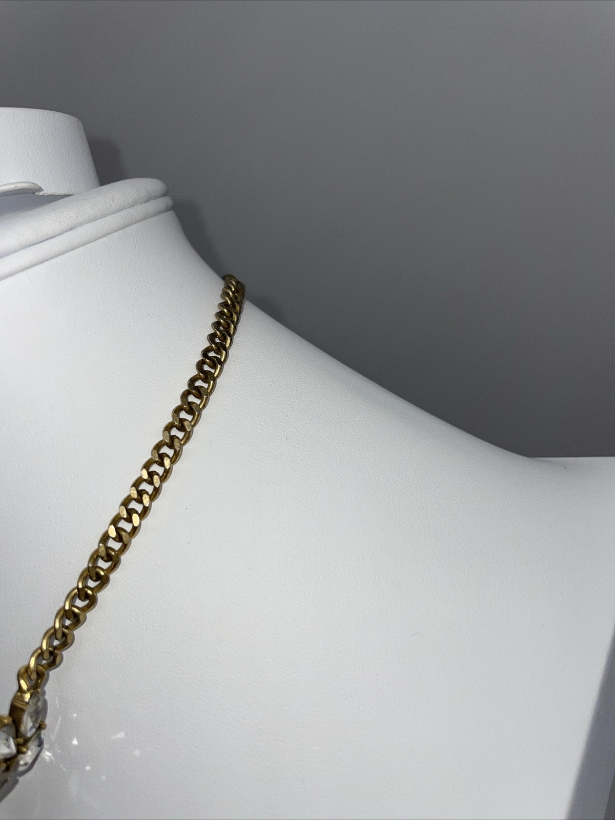J Crew Necklace Bling Statement Goldtone Clear Rhinestone 16” W/3” Extender